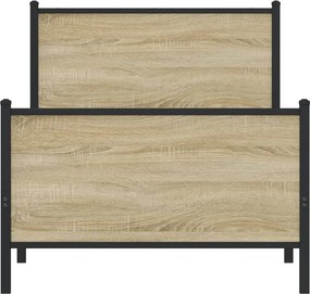 vidaXL Σκελετός Κρεβ. Χωρίς Στρώμα Sonoma Δρυς 80x200 εκ. Μεταλλικό