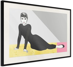 Αφίσα - Elegant Audrey - 90x60 - Μαύρο - Με πασπαρτού