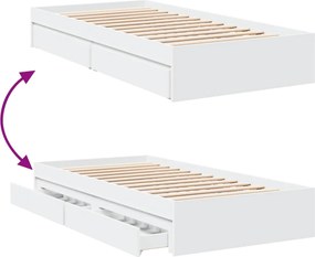 vidaXL Πλαίσιο Κρεβατιού με Συρτάρια Χωρίς Στρώμα Λευκό 75x190 εκ.