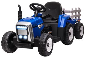 HOMCOM Ηλεκτρικό Παιδικό Αυτοκίνητο με Τρέιλερ, Τηλεχειριστήριο, Προβολείς, 3-6 km/h, για 3-6 ετών, Μπλε