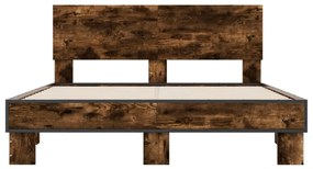 vidaXL Πλαίσιο Κρεβατιού Καπνιστή Δρυς 140x200εκ. Επεξ. Ξύλο & Μέταλλο