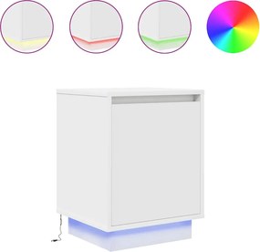 vidaXL Κομοδίνο με φώτα LED Λευκό 38x34x50 cm