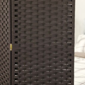 HOMCOM Διαχωριστικό χώρου 4 τεμαχίων, Πτυσσόμενο παραβάν, Τοίχος ιδιωτικότητας για σαλόνι, υπνοδωμάτιο, οικιακό γραφείο, Καφέ