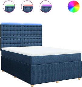 vidaXL Κρεβάτι Boxspring με Στρώμα Μπλε 140x190 εκ. Υφασμάτινο