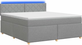 vidaXL Κρεβάτι box spring με στρώμα Ανοιχτό γκρι 140 x 190 cm Ύφασμα