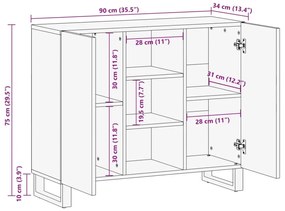 Ντουλάπι 90x34x75 εκ. από Μασίφ Ξύλο Μάνγκο - Λευκό