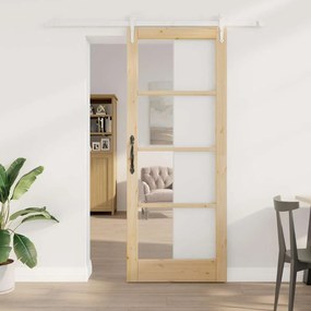 vidaXL Ολισθητή Πόρτα Καφέ 83 x 211 εκ. Ξύλο και μέταλλο