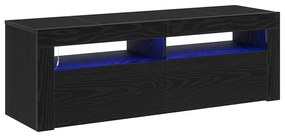 vidaXL Κομοδίνο με LED Μαύρη Δρύς 120x35x40 εκ Επεξεργασμένο Ξύλο
