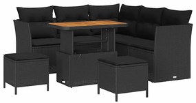 vidaXL Σετ Καναπέ Κήπου Ρυθμιζόμενο ύψος 8 pcs Μαύρο συνθετικό ρατάν