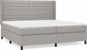 vidaXL Κρεβάτι Boxspring με Στρώμα Ανοιχτό Γκρι 200x200 εκ. Υφασμάτινο