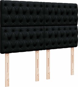 vidaXL Κρεβάτι Boxspring με Στρώμα Μαύρο 140x190 εκ. Υφασμάτινο