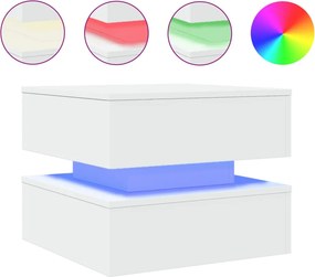 vidaXL Τραπεζάκι Σαλονιού με LED Λευκό 50 x 50 x 40 εκ.