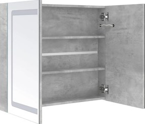 vidaXL Ντουλάπι Μπάνιου με Καθρέφτη και LED Γκρι Σκυρ. 80x12x68 εκ.