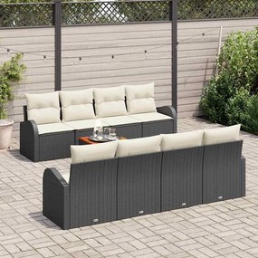 vidaXL Σετ Καναπέ Κήπου 9 pcs Μαύρος, λευκός