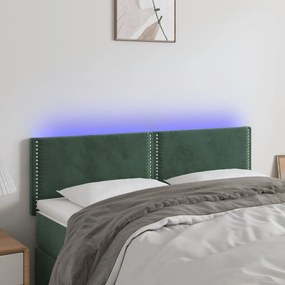 Κεφαλάρι Κρεβατιού LED Σκούρο Πράσινο 144x5x78/88 εκ. Βελούδινο 3121523