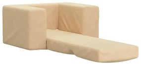 Καναπές/Κρεβάτι Παιδικός Κρεμ από Μαλακό Βελουτέ Ύφασμα - Κρεμ