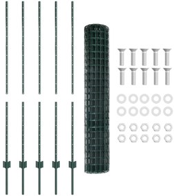 vidaXL Φράχτης  Euro με 5 U Posts Πράσινος 1.4x10 μ Ατσάλι