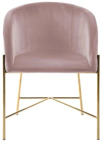 Καρέκλα Oakland 308, Dusty pink, Χρυσό, 76x56x54cm, 6 kg, Ταπισερί, Μεταλλικά, Μπράτσα | Epipla1.gr