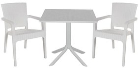 Τραπεζαρία Groovy-Halcyon pakoworld σετ 3τεμ PP λευκό 80x80x74,5εκ. 253-000104