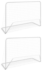 vidaXL Τέρματα Ποδοσφαίρου 2 τεμ Λευκά 182x61x122 εκ Ατσάλινα + Δίχτυα
