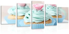 Πολύχρωμα cupcakes εικόνας 5 μερών - 100x50