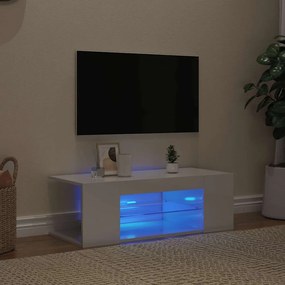 vidaXL Έπιπλο Τηλεόρασης με LED Γυαλιστερό Λευκό 90x39x30 εκ.