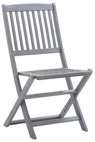 Καρέκλες Εξ. Χώρου Πτυσσόμενες 8 τεμ. από Μασίφ Ξύλο Ακακίας - Γκρι