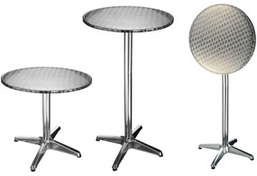 HI Τραπέζι Bistro/Μπαρ Πτυσσόμ. Στρογγυλό 60x60x(58-115) εκ Αλουμίνιο - Ασήμι