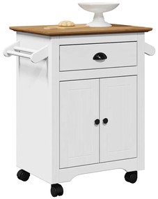 Καροτσάκι κουζίνας BODO Λευκό και καφέ 72x45x80 cm