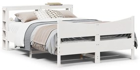 vidaXL Πλαίσιο Κρεβατιού με Κεφαλάρι Λευκό 140 x 190 εκ. Μασίφ Πεύκο