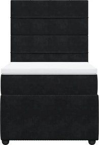 vidaXL Κρεβάτι Boxspring με Στρώμα Μαύρο 80 x 200 εκ. Βελούδινο