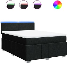 vidaXL Κρεβάτι Boxspring με Στρώμα Μαύρο 140x200 εκ. Υφασμάτινο