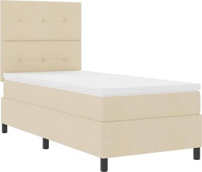 vidaXL Κρεβάτι με ελατήρια με στρώμα Κρεμ 100 x 200 cm ύφασμα