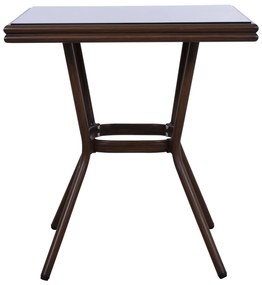 ΤΡΑΠΕΖΙ ΑΛΟΥΜΙΝΙΟΥ HARLOW 70X70X76  BAMBOO LOOK HM5568.03 ΚΑΦΕ ΜΕ ΓΥΑΛΙ