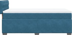vidaXL Κρεβάτι Boxspring με Στρώμα Μπλε 90x200 εκ. Βελούδινο