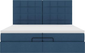 vidaXL Οθωμανικό κρεβάτι με στρώματα μπλε 200x200cm ύφασμα