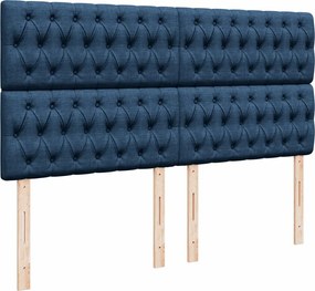 vidaXL Κρεβάτι Boxspring με Στρώμα Μπλε 200x200 εκ. Υφασμάτινο