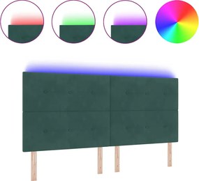 vidaXL LED κεφαλάρι με LED ταινίες φωτός Πράσινο 200 cm Βελούδο