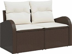 vidaXL Σετ Καναπέ Κήπου με μαξιλάρι 11 pcs Καφέ Πολυ ράταν
