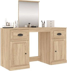 vidaXL Μπουντουάρ με Καθρέφτη Sonoma Δρυς 130x50x132,5 εκ.