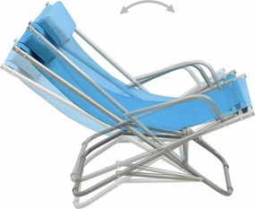 vidaXL Σεζλόνγκ Πτυσσόμενες 2 τεμ. Μπλε Ατσάλινες