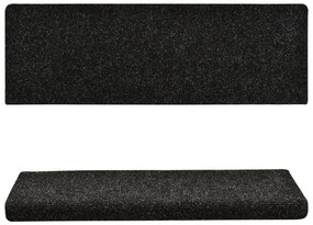 Πατάκια Σκάλας 10 τεμ. Μαύρα 65x21x4 εκ. Βελονιασμένα - Μαύρο