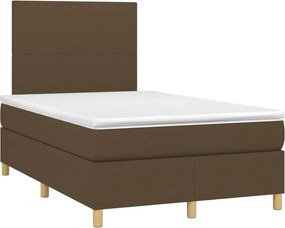 vidaXL Κρεβάτι Boxspring με Στρώμα Σκούρο Καφέ 120x200 εκ. Υφασμάτινο