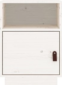 vidaXL Κομοδίνο Λευκό 40 x 34 x 55 εκ. από Μασίφ Ξύλο Πεύκου