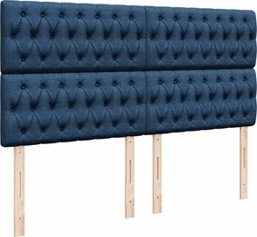 vidaXL Κρεβάτι Boxspring με Στρώμα Μπλε 180x200 εκ. Υφασμάτινο