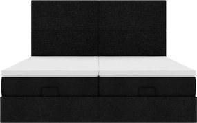 vidaXL Οθωμανικό Κρεβάτι με Στρώματα Μαύρο 200x200cm Ύφασμα