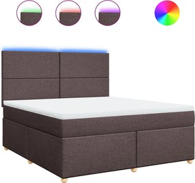 vidaXL Κρεβάτι Boxspring με Στρώμα Σκούρο Καφέ 180x200 εκ Υφασμάτινο
