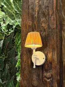 Boho χειροποίητο ράφια λευκό LED επιτοίχιο απλίκ 30x24 cm