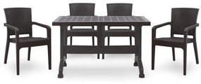 Σετ τραπεζαρία κήπου Callan Megapap 5τμχ πολυπροπυλενίου τραπέζι 140x70 - πολυθρόνα recycled χρώμα καφέ S_GP046-0003,1+GP046-0001,2x4
