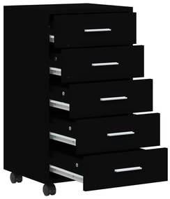 vidaXL Συρταριέρα με Ροδάκια Μαύρη από Επεξεργασμένο Ξύλο